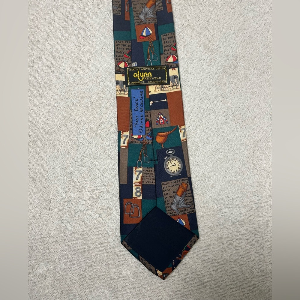 Allyn Silk Multicolor Equestrian Print Tie - Picture 2 of 4